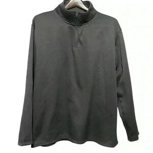 John Deere Gray 1/4 Zip Long Sleeve Pullover Top Men's Size X-Large